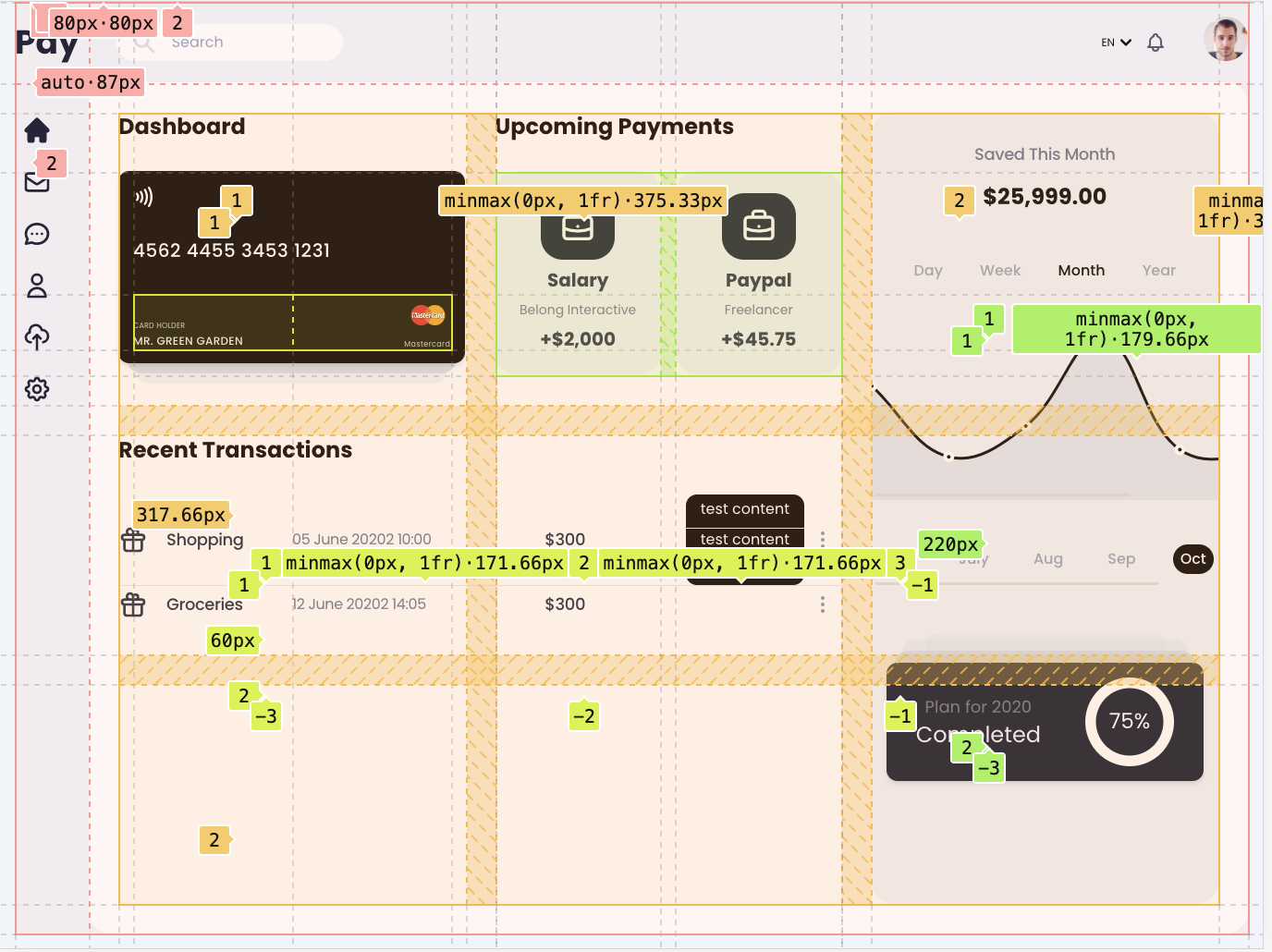 CSS Grid layout overlay in chrome